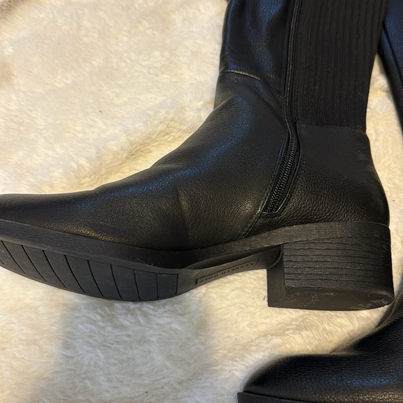 NEW! Kenneth Cole Black Levon Leather & Rib Knit Knee Boot - Size 9 - Picture 11 of 16